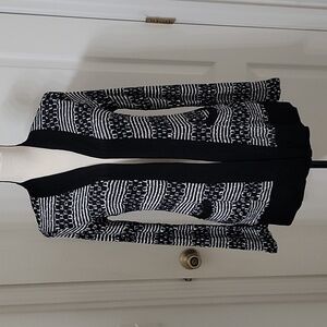 MOD Lusive Size S Black & White Cardigan Sweater with Pockets, Gently Used Cond.